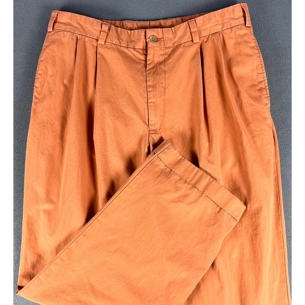 Bills Khakis Pants Slacks Mens 34x31 Orange M2P Pleated Cuffed Old Money Summer